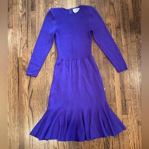 Pat Sandler for Wellmore Vintage Midi Long Sleeve Purple Sheath Dress Size 6
